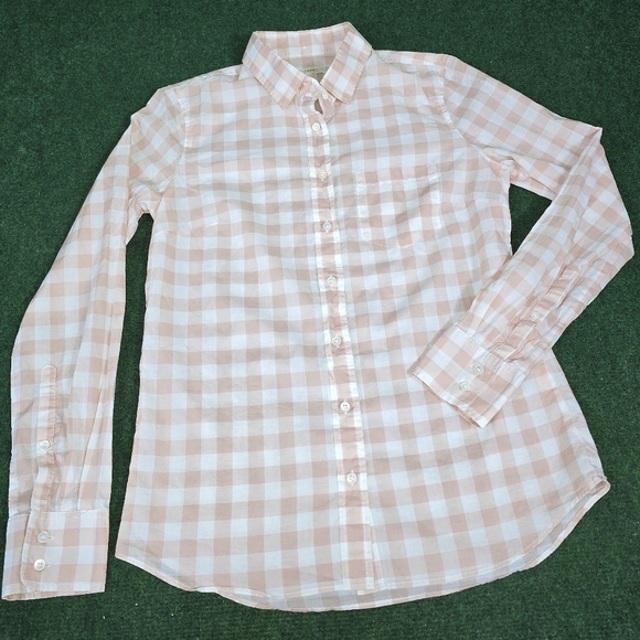 J. Crew | 100% Cotton Gingham Lightweight Button Down Womens Blouse SIZE 0 - Picture 9 of 15